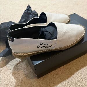 Saint Laurent Men's Cream and Black Loafers